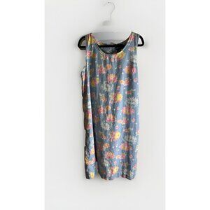 Vtg 90s Floral Cotton Women’s  XL  Jumper Dress  Coastal Beach Euro Summer  Read